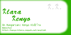 klara kenyo business card